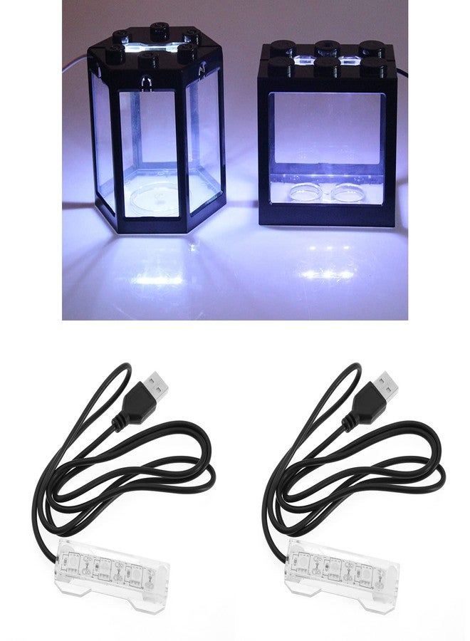 ECSiNG 2Pcs Small Aquarium Light Black Wire White Light USB Strip Water Plant Light USB Mini Desktop Fish Tank White LED Lights Aquarium Accessories - Image 2